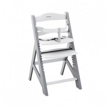 Scaun masa copii pliabil din lemn 4 in 1 Morsel Grey-White, include husa perne moi,centura siguranta, tavita plastic detasabila, pentru 6 luni-12 ani, EN 14988:2017+A1:2020